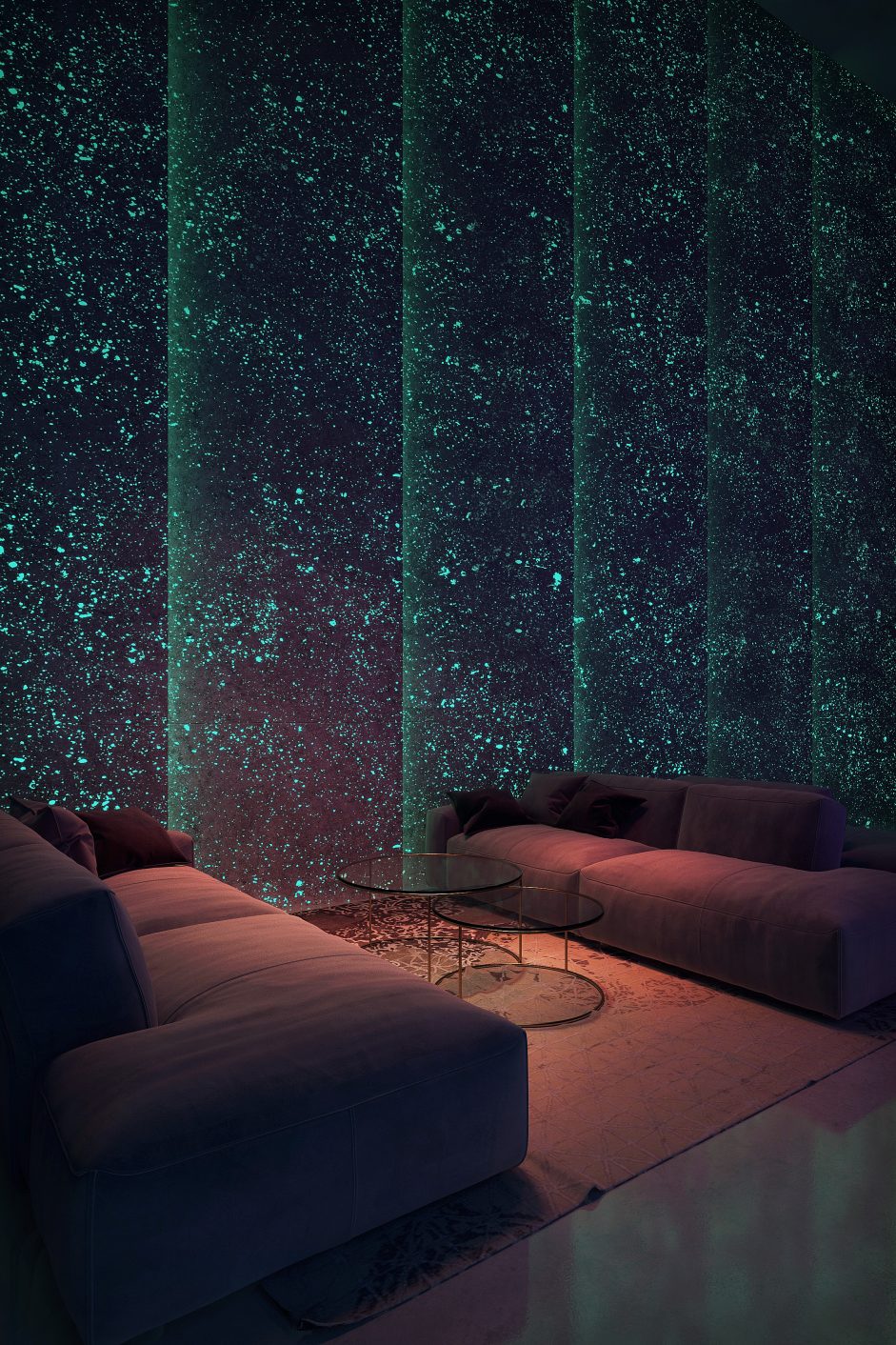 Visualization of a night club with modern light design on wall