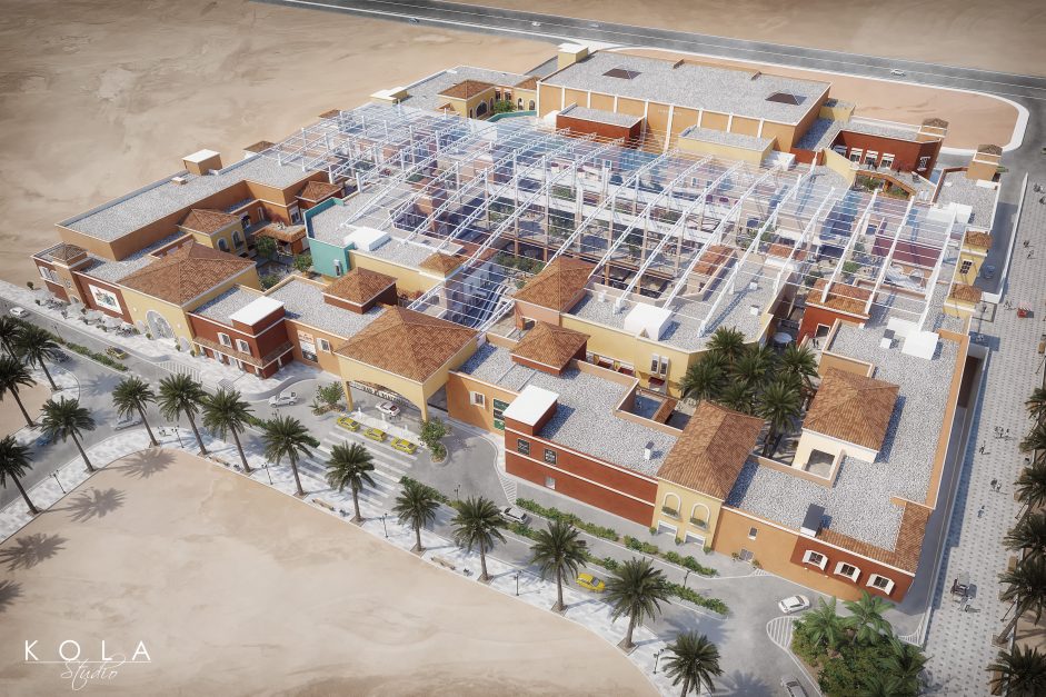 Bird-eye view visualization of a newly planned retail and entertainment centre in one of arab countries